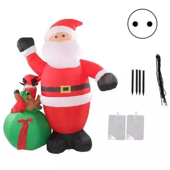 Надувной Санта-олень, встроенный в светодиодную погодоустойчивую надувную рождественскую игрушку для