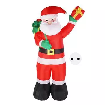 Надувной Санта со светодиодной подсветкой, декоративный, устойчивый к погодным условиям, надувной Санта-Клаус, стоящий во дворе, для