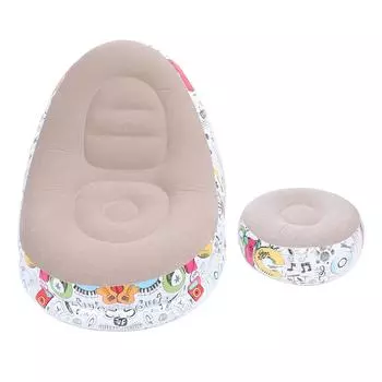 Надувной шезлонг с рисунком граффити в стиле минимализма, флокированный воздушный диван с подставкой для ног