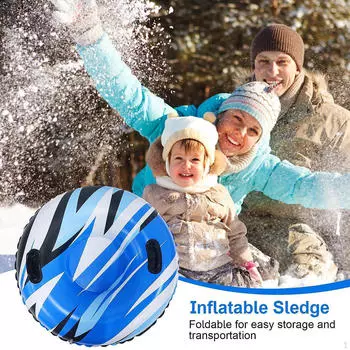 Надувной снежный батут 32,7 дюйма с ручками для семейного отдыха на свежем воздухе Blue Black