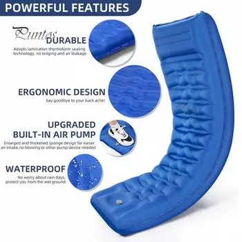 Надувной спальный коврик со встроенным насосом, легкий, утолщенный, портативный, герметичный, для одного человека, для кемпинга, пешего туризма, влагостойкий надувной матрас армия зеленый