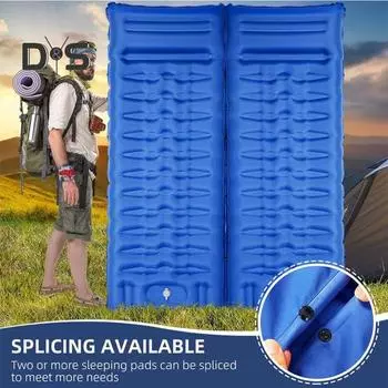 Надувной спальный коврик со встроенным насосом, легкий, утолщенный, портативный, герметичный, для одного человека, для кемпинга, пешего туризма, влагостойкий надувной матрас армия зеленый