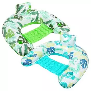 Надувной U-образный плавучий стул для бассейна из ПВХ с подлокотниками, держатели для напитков, водный шезлонг для взрослых, диван для бассейна, пляжа синий