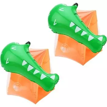 Надувные браслеты для детей, повязки на руку с героями мультфильмов, детское плавание для плавания в бассейне, обучение плаванию в воде для мальчиков и девочек, малышей (Возраст 1–6 лет) 15.5*11*11cm оранжевый/зелёный