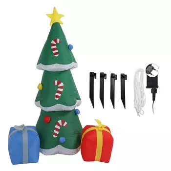 Надувные рождественские елки, наружные украшения со светодиодными лампами, надувные украшения для двора, рождественская вечеринка