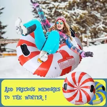 Надувные снежные сани для детей и взрослых, утолщенные, прочные, с ручками, зимние спортивные игрушки для улицы красный/белый