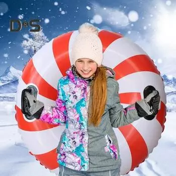 Надувные снежные сани для детей и взрослых, утолщенные, прочные, с ручками, зимние спортивные игрушки для улицы белый/красный