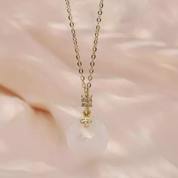 Nafu Ping An пряжка ожерелье женское ретро китайский стиль хетиан нефрит кулон с бриллиантами медные монеты тонкая талия халцедон ключичная цепочка copper