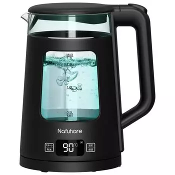 Nafuhare Electric Electric 1200W LED Light Temperature Heat Retention Drain Automatic Power Large Glowing Water Boiling Kettle Kettle, Port, Glass,