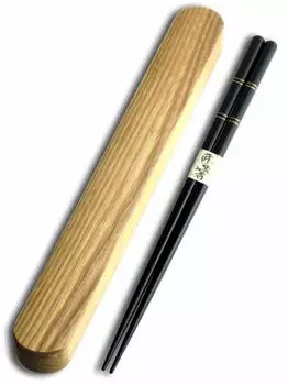 Nagao chopsticks chopstick box set 23cm gold double chopsticks black wooden made in Japan