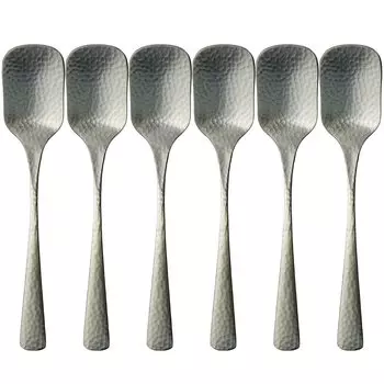 Nagao Japanese and Western Ice Cream Spoon 5 pieces 1 piece Stainless Steel Hammered Made in Japan 13.3cm + 18-8 серебряный