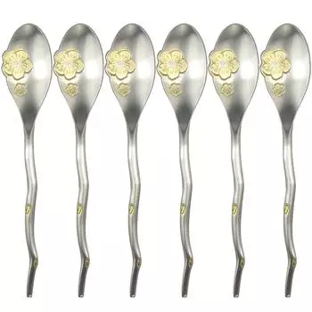 Nagao Kobai Coffee Spoon Partial Gold Set of 6 Made in Japan