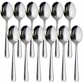 Nagao Набор из 12 столовых ложек Hakaku из нержавеющей стали, пригодных для мытья в посудомоечной машине, для коммерческого использования, сделано в Японии, 17,8 см