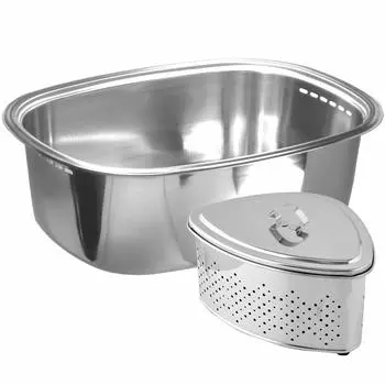 Nagao Tsubame Sanjo Washing Tub Oval Shape x For Kitchen Stainless Steel Triangular Corner Set Made in Japan 37.5 28.6cm