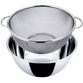 Nagao Tsubamesanjo Deep Bowl Colander Set Standard Outer Diameter 23cm Stainless Steel Made in Japan 18-8