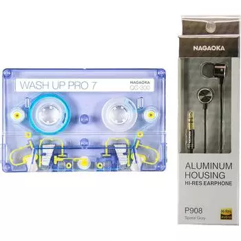 NAGAOKA Cassette Cleaner Dry/Wet Wash Up Pro 7 QC-300 Hi-Res Inner Earphones P908SG Set QC-300P908SG Подлинный оригинал из Японии