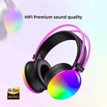 Наголовная цветная Bluetooth-гарнитура с длительным сроком службы батареи, мощными басами, красочными спортивными играми чёрный