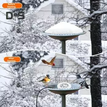 Нагреватель для зимней купальни для птиц с водонепроницаемым термостатическим управлением и автоматическим отключением. Простая настройка. Обогреватель для размораживания купальни для птиц. белый
