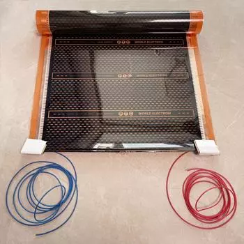 Нагревательная пленка PTC с проводкой 2 м 220 В саморегулирующаяся инфракрасная электрическая система подогрева пола шириной 50 см 1/2/3/4 м2 комплекты нагревательных матов 50cm*2m