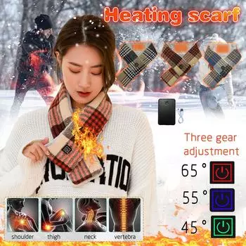 Нагревательный шарф Графен Электрическое отопление Smart Usb Электрическое отопление Трехскоростная регулировка температуры Плюс Бархатная теплая защита шеи Рабочий объем One Size оранжевый