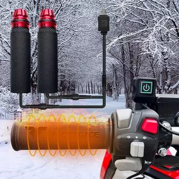Нагреватель рукоятки Ziifun для руля мотоцикла с USB-подсветкой, 3 уровня температуры, питание от USB, защита от холода зимой и холода, легко использовать