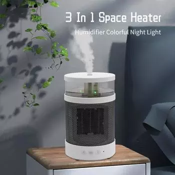 Нагреватель-увлажнитель 3 в 1, цветной 800 Вт, быстрый нагреватель PTC, персональный стол с защитой от опрокидывания для домашнего офиса US Plug