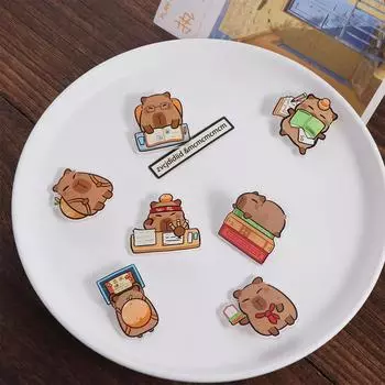 Нагрудная акриловая булавка в виде капибары, симпатичный значок капибары, изысканная брошь в виде девушки-капибары Style H