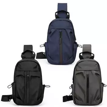 Нагрудная сумка через плечо на молнии, модная мужская уличная поясная сумка, повседневная нейлоновая сумка с несколькими карманами, регулируемые бретели для путешествий, спорта чёрный