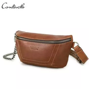 Нагрудная сумка Contact s для женщин, женская сумка через плечо из натуральной кожи, роскошная дизайнерская сумка с цепочкой, дорожная поясная сумка коричневый