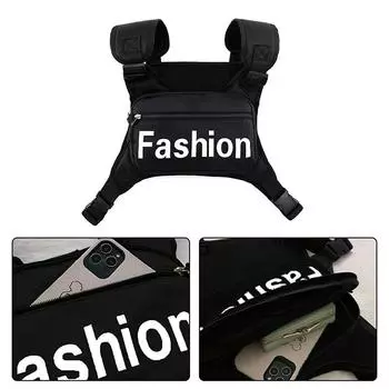 Нагрудная сумка Front Pack Chest Rig Vest Edc Streetwear Рюкзак для спорта на открытом воздухе Охотничьи сумки Многофункциональные спортивные сумки для жилета чёрный