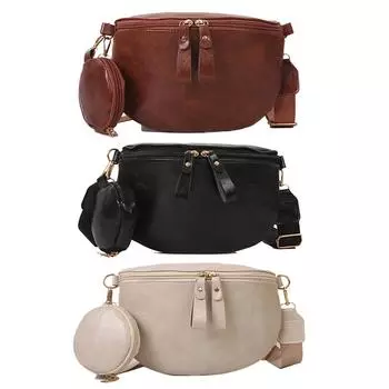 Нагрудная сумка из искусственной кожи, модная сумка-мессенджер с регулируемым ремешком для выходных, отпуска кофейный