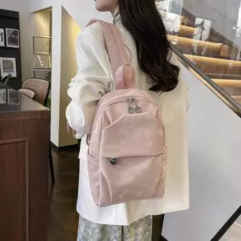 Нагрудная сумка из искусственной кожи, сумка через плечо, женский многоразовый маленький рюкзак, студенческий однотонный простой школьный рюкзак, дорожная сумка розовый