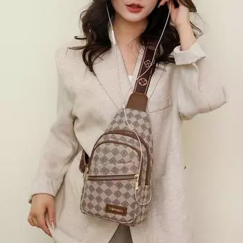 Нагрудная сумка из искусственной кожи, женская нагрудная сумка, сумка через плечо на одно плечо, женский маленький рюкзак коричневый