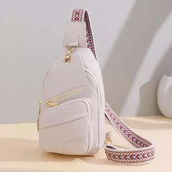 Нагрудная сумка из искусственной кожи, женская поясная сумка, однотонная сумка через плечо, спортивная сумка на открытом воздухе белый