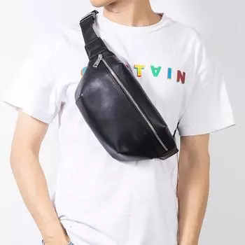 Нагрудная сумка из натуральной кожи для лета, мужская модная нагрудная сумка большой вместимости, многофункциональная поясная сумка чёрный