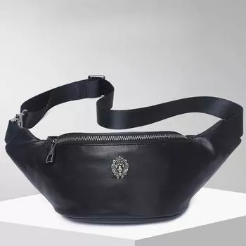 Нагрудная сумка из натуральной кожи, спортивная сумка через плечо, мужская сумка для мобильного телефона, многофункциональная, высококачественная, мужская поясная сумка чёрный