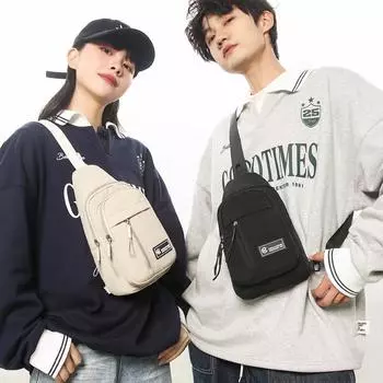 Нагрудная сумка Легкая студенческая сумка через плечо для верховой езды Многофункциональная поясная сумка с несколькими отделениями Сумка для мобильного телефона чёрный