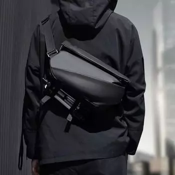 Нагрудная сумка, многофункциональная сумка-мессенджер на одно плечо для мужчин и женщин в одном стиле, водонепроницаемая складная большая вместимость для занятий спортом на открытом воздухе чёрный