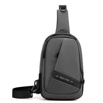 Нагрудная сумка мужская деловая на плечо кроссбоди большая вместимость спортивная сумка для улицы серый