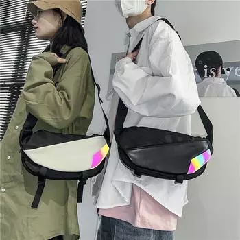 Нагрудная сумка Мужская маленькая сумка через плечо Женская маленькая сумка Красочная отражающая сумка через плечо чёрный