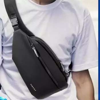 Нагрудная сумка мужская многофункциональная трендовая сумка через плечо нагрудная сумка для мальчиков спортивная повседневная водонепроницаемая сумка через плечо чёрный