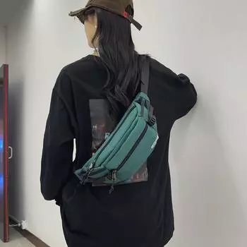 Нагрудная сумка мужская женская ins модная br спортивная простая сумка через плечо повседневная японская поясная сумка модная уличная сумка-мессенджер небольшой рюкзак. чёрный