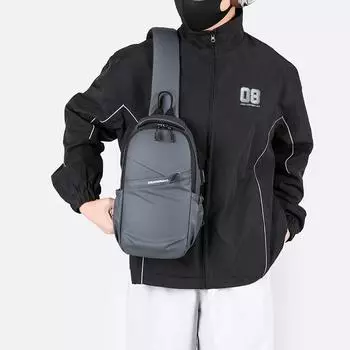 Нагрудная сумка Мужской рюкзак для поездок на работу Сумка на одно плечо Для путешествий на открытом воздухе Большая вместительная сумка через плечо чёрный