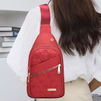 Нагрудная сумка на ремне с отверстием для наушников, водонепроницаемая ткань Оксфорд, регулируемая цветочная вышивка, сумка через плечо для путешествий на открытом воздухе, сумка на одно плечо синий