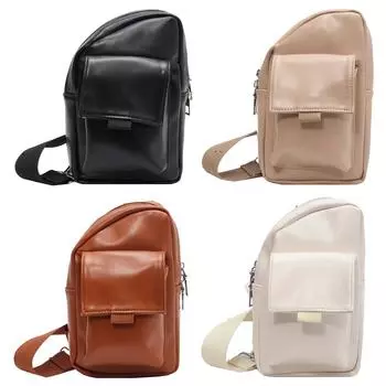 Нагрудная сумка, повседневная поясная сумка, поясная сумка, портативная, из искусственной кожи, простая для путешествий, занятий спортом бежевый