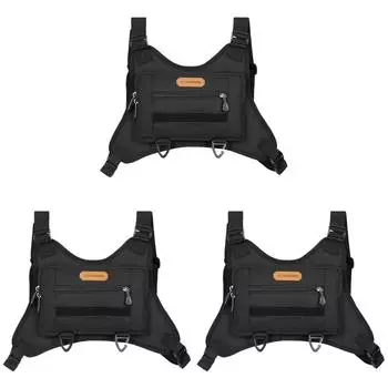 Нагрудная сумка, регулируемый ремень, жилет с несколькими карманами для бега, сумка для мужчин и женщин (черный)