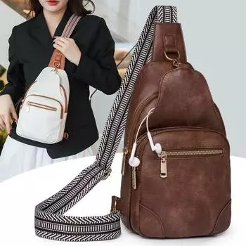 Нагрудная сумка с перекрестным отверстием для наушников для женщин в 2024 году, женская нагрудная сумка большой вместимости, простая и модная, модная сумка через плечо на одно плечо