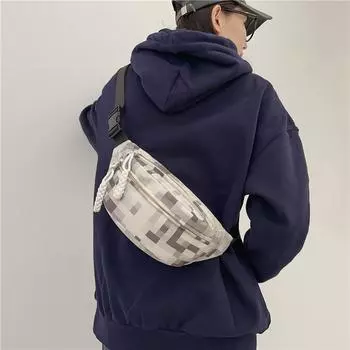 Нагрудная сумка с принтом, женская сумка на плечо, студенческая сумка через плечо, мужская поясная сумка чёрный