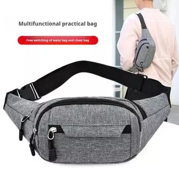 Нагрудная сумка унисекс, регулируемый ремень, застежка-молния, многослойная, большая вместительная поясная сумка для занятий спортом на открытом воздухе, поясная сумка для телефона, помады, ключей, сумка через плечо чёрный
