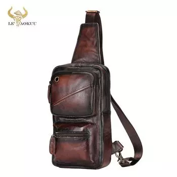 Нагрудная сумка в стиле ретро из натуральной кожи, 8 дюймов, дизайн планшета, сумка через плечо с одним плечевым ремнем для мужчин, мужская